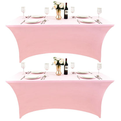 ZarzaaSik 6-Pack 4ft Spandex Table Covers for Rectangular Folding Tables - Wrinkle Resistant Stretch Tight Table Cloths - Ultimate Fitted Table Protector for Parties, Trade Shows, and Wedding