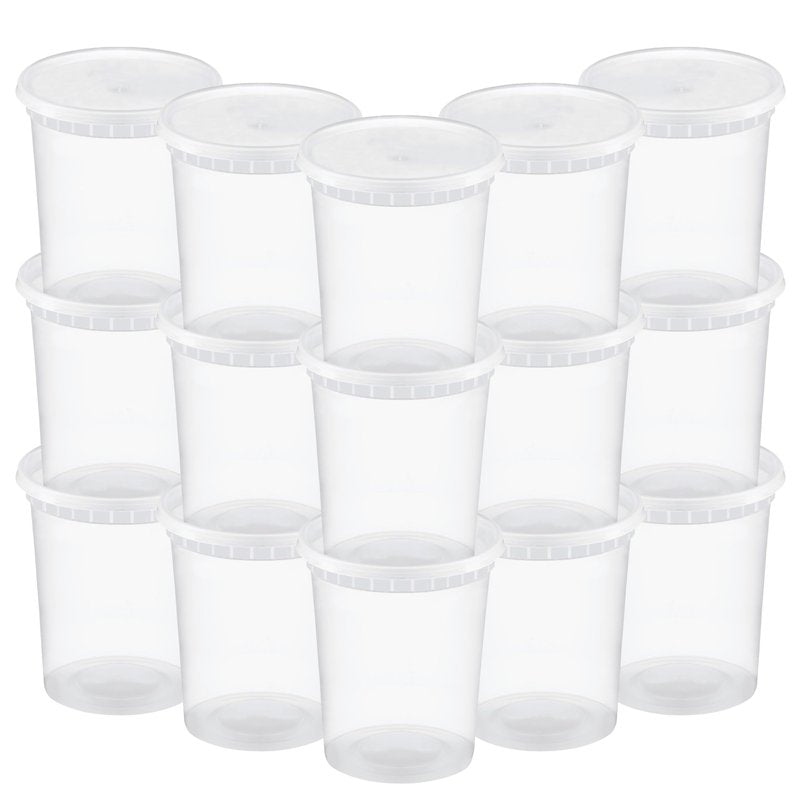 TashiBox 48 Sets 32 oz Plastic Deli Containers with Lids - Clear Airtight Food Storage & Meal Prep Containers, BPA Free, Stackable, Leakproof, Microwave & Freezer Safe