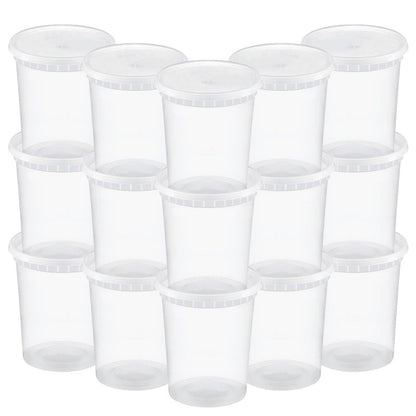 TashiBox 48 Sets 32 oz Plastic Deli Containers with Lids - Clear Airtight Food Storage & Meal Prep Containers, BPA Free, Stackable, Leakproof, Microwave & Freezer Safe