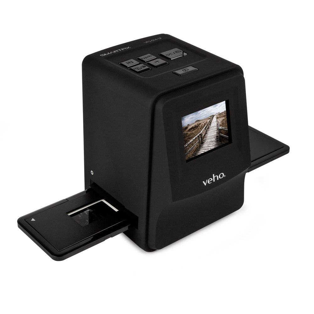 Veho Smartfix Portable Stand Alone 14 Megapixel Negative Film & Slide Scanner with 2.4” Digital Screen and 135 Slider Tray for 135/110/126 Negatives Compatible with Mac/PC – Black (VFS-014-SF)
