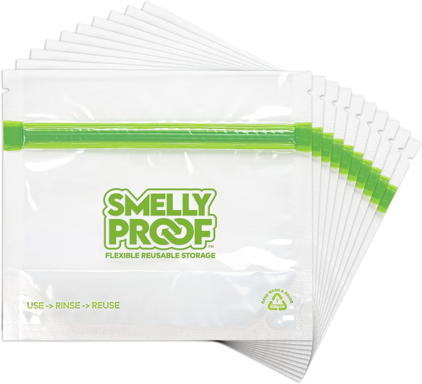 Smelly Proof 10 x Expandable Stand-Up & Fill REUSABLE Storage Bags for Food Designed & Mfg in US, NO PEVA, BPA FREE, Reusable Snack Bags, Dishwasher-Safe, Clear 3 mils STAND & FILL 6" x 4" - 10pk