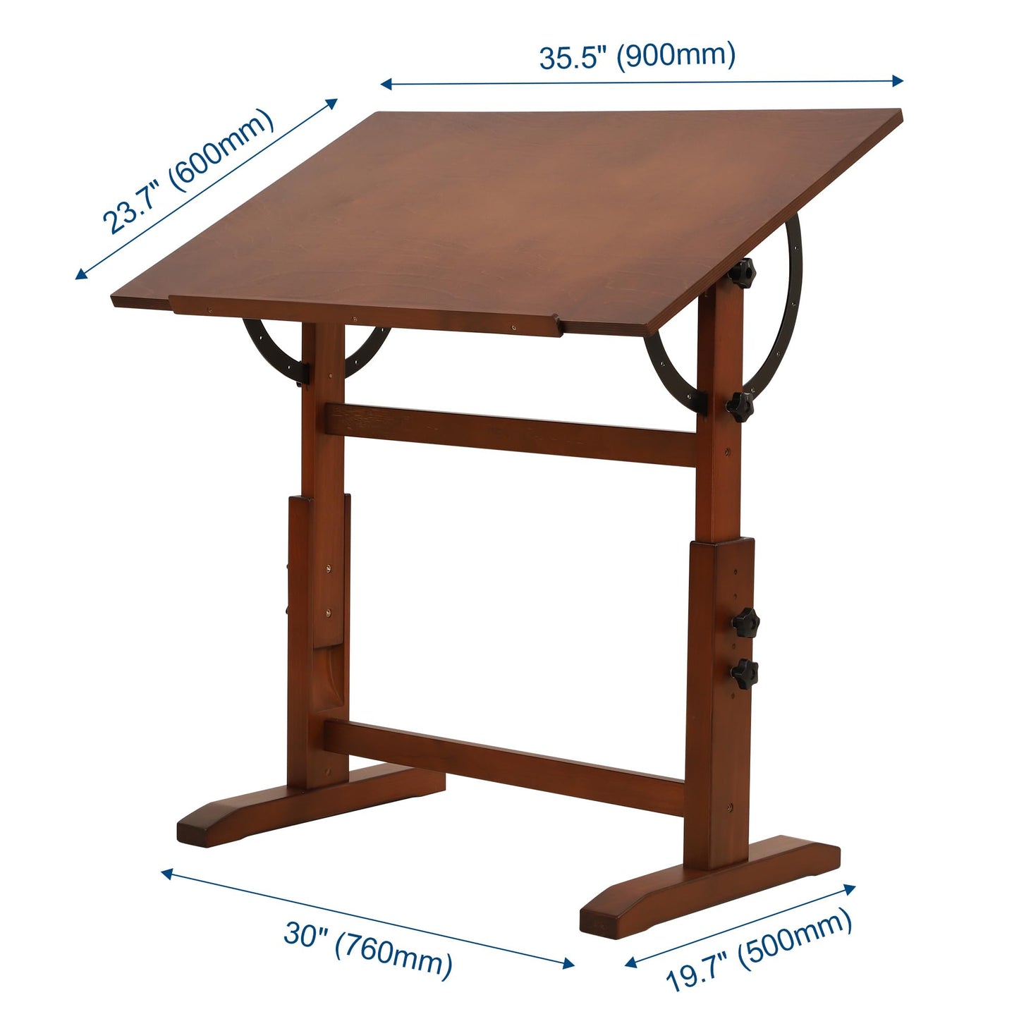 VISWIN Wood Drafting Table for Adults, 24'' x 35" Drawing Table with Adjustable Height & Angle for Art Studio, Solid Pine Wood Artist Desk for Drawing, Drafting, Writing, Reading, Sketching