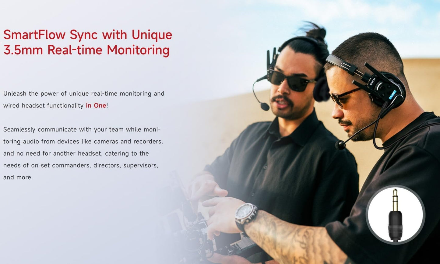 SYNCO XTALK XMax5 Wireless Intercom Headset System 2.4GHz 1640 feet 500 Meters Dual-Ear Team Communication Headset for Live Show Stage Performance Movie Shoot