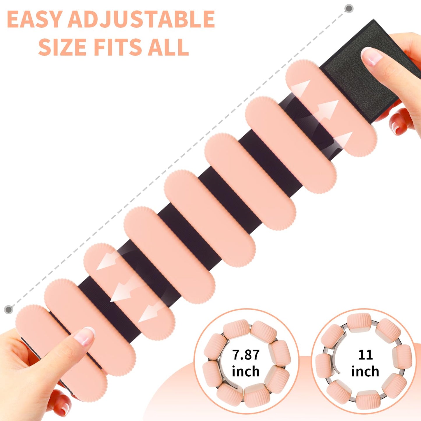 YOVKOK Adjustable Ankle Weights for Women Men,Wrist Weights set for Walking Running,1 Pair (1Lbs Each) Silicone Workout Weights for gym fitness, Jogging,yoga,pilates,strength training,physical therapy (Flesh Pink)