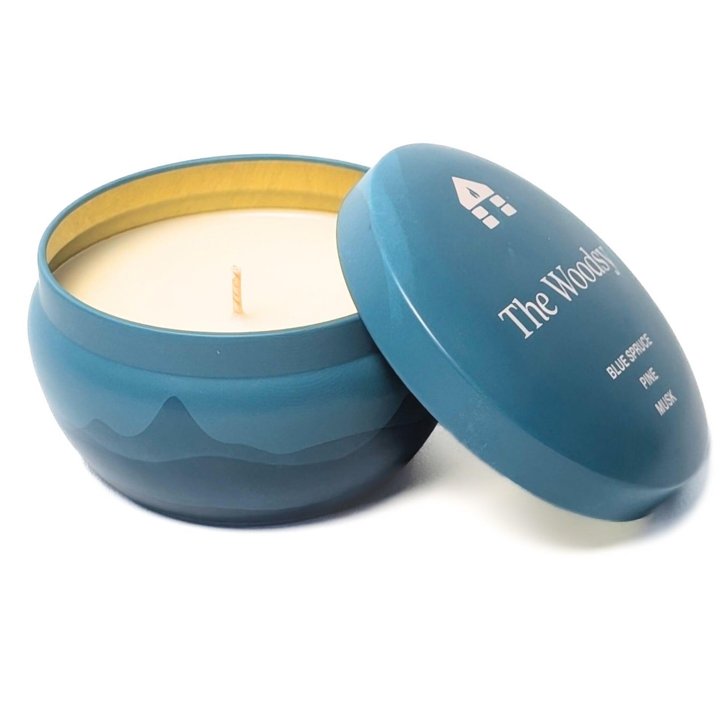Bluecorn Aromática Scented Candle Tin, The Woodsy, Blue Spruce, Pine & Musk, Vegan Coconut Wax, Clean Burning & Long Lasting Christmas Tree Candle, Winter Home Decor, Gifts, Made in USA, 8 Oz