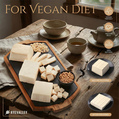 Bamboo Tofu Press by Ryevalley – Vegan Bamboo Tofu Press for Fast Water Removal from Silken, Soft & Organic Extra Firm Tofu. Eco-Friendly, BPA-Free, Durable.Perfect for High Protein Marinated Tofu