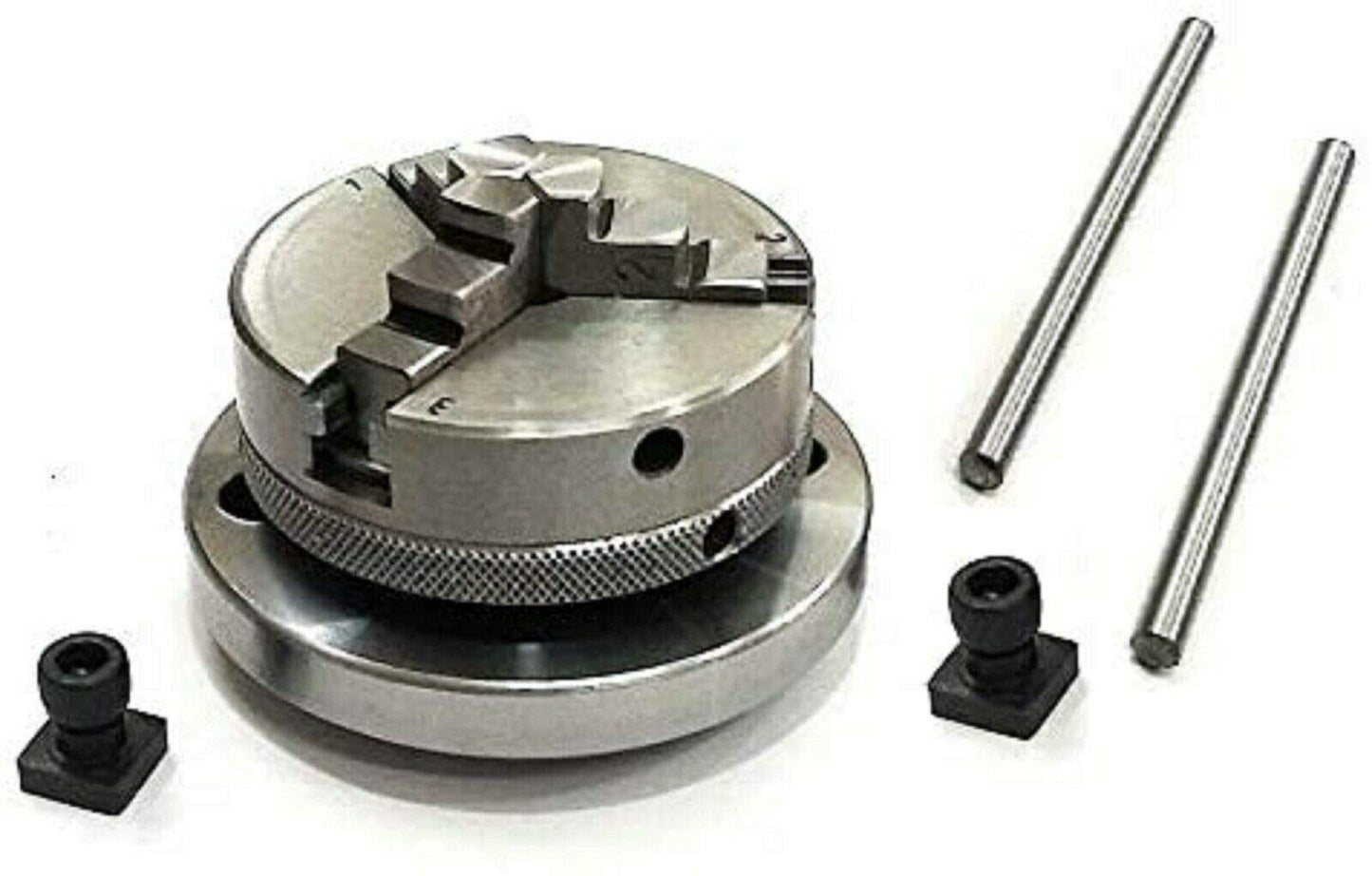 Buyohlic 4"/ 100 mm Regular Rotary Milling Table With Small Chucks with 65 mm 3 Jaws Self Centering Chuck