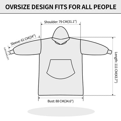 FestiCorp Oversized Blanket Hoodie for Adults - Extra Long Wearable Sweatshirt with Giant Sleeve, Hood and Pocket Black