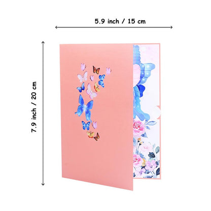 ROBBEAR Pop Up Card, Butterfly and Flower 3D Greeting Card with Envelope for Any Occasion, Birthday, Mother's Day, Anniversary, Valentines Day, Handmade Gifts, Foldable Celebration Cards for Friends