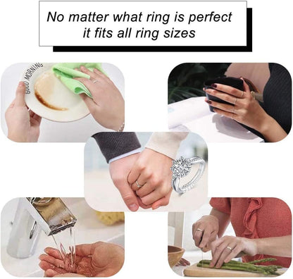Ring Sizers for Loose Rings, Eiito Ring Size Adjuster Spacers or Tightener, Invisible Guards, 6 Sizes Fitter, Resizer Fit Almost Any Rings, Reduces Size by 0.5-1.5
