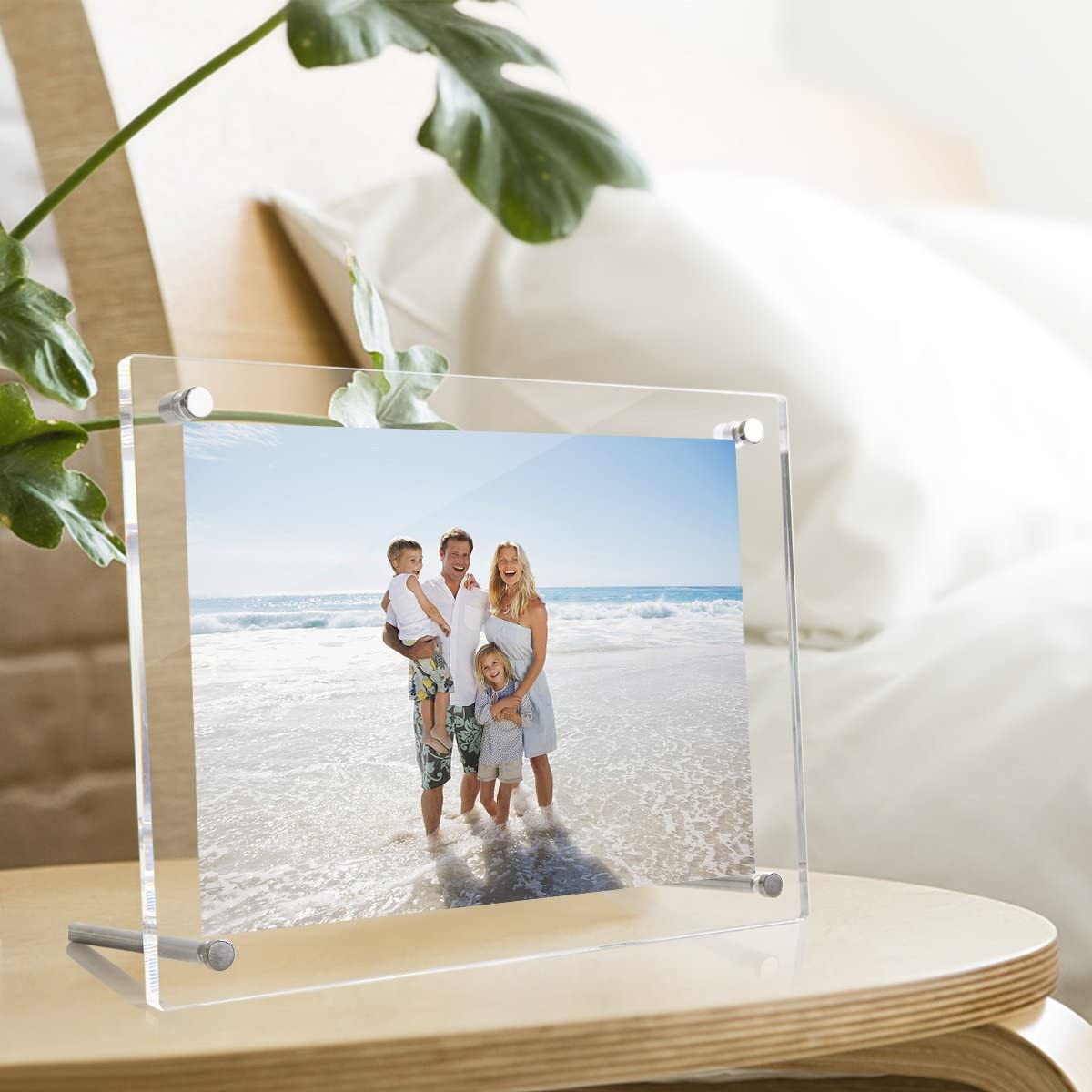NIUBEE Clear Acrylic Desktop Picture Frame, Beveled Frameless Plexiglass Photo Photography Display with Standoff (12x17 (A3)-New)