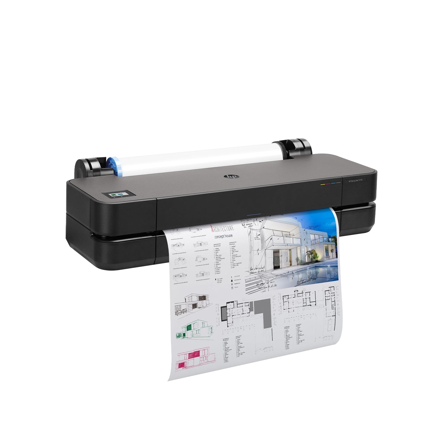 HP DesignJet T210 Large Format 24-Inch Plotter Printer for Easy CAD & Poster Prints (8AG32T), Includes 2-Year Warranty & Support
