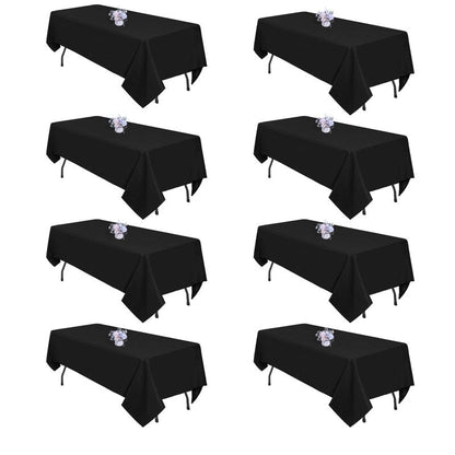 pepmily 8 Pack Black Tablecloths 60x102 Inch Table Cloths for 6 Foot Rectangle Tables, Wrinkle Resistant Washable Rectangular Fabric Table Cover for Dining Wedding Banquet Camping Party