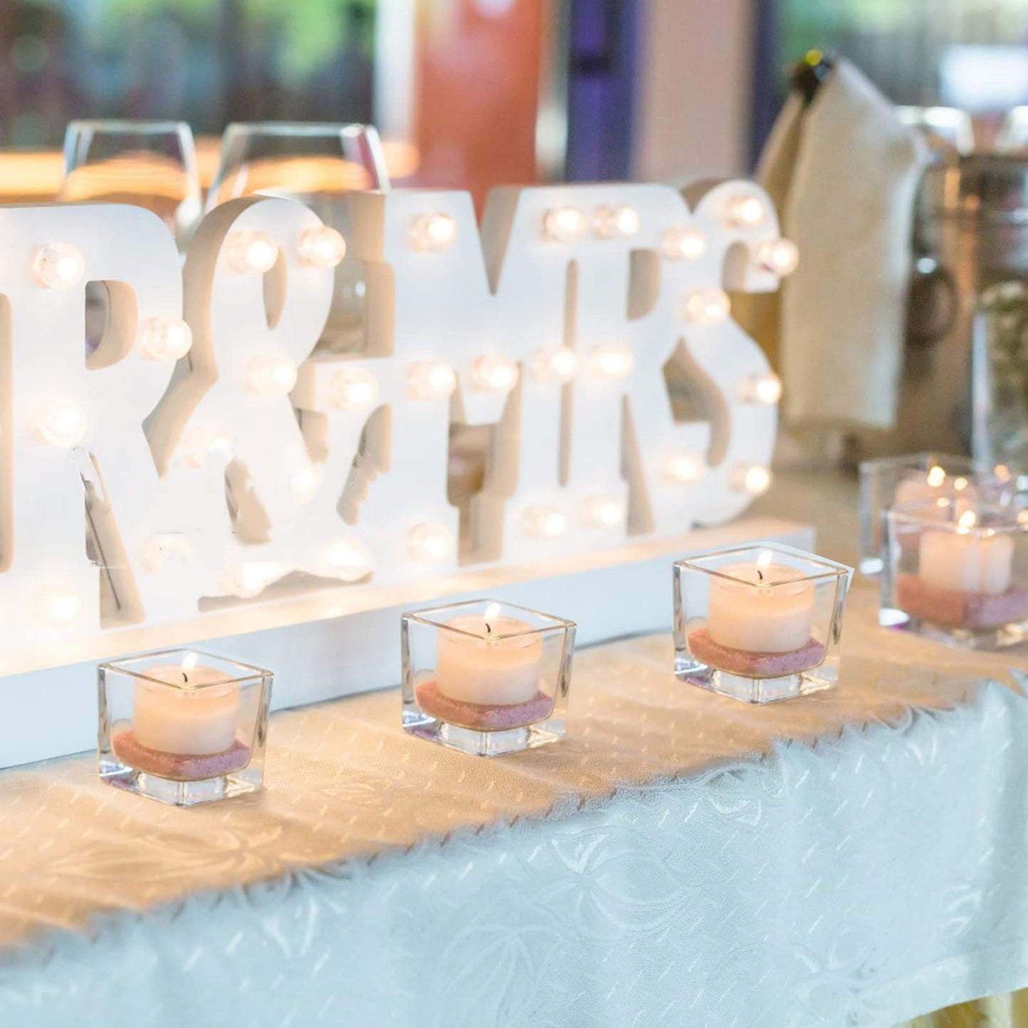 ZEAYEA Set of 18 Small Square Glass Vase, 2.4" x 2.4" Clear Cube Vase for Wedding Centerpieces Home Party Decoration, Square Glass Votive Candle Holder