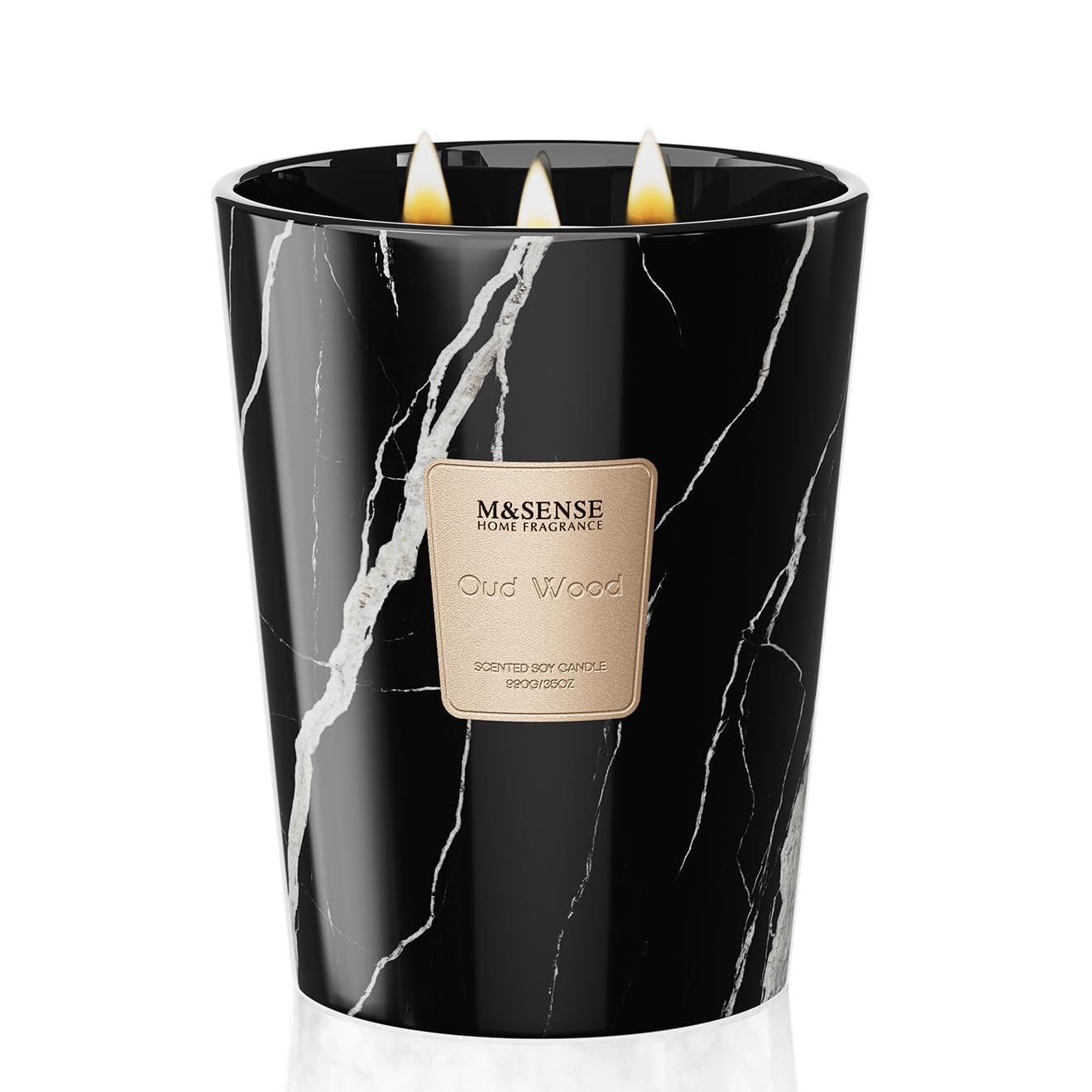 M&SENSE Extra Large Candle OudWood Intense Scented Candle,3 Wick Highly Scented XL Jar Candle,35oz 150H,Candles Gift for Women and Men