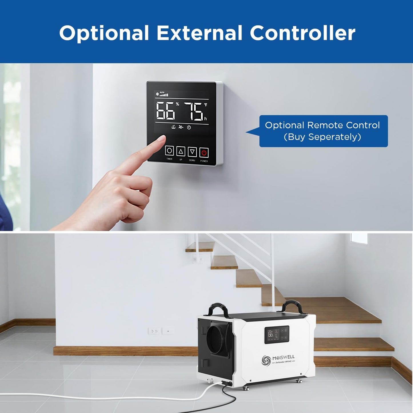 Moiswell 155 Pints Commercial Dehumidifier with Pump and Drain Hose, Energy Star Certified Crawl Space dehumidifier, Industry Water Damage Unit for up to 6,000 sq ft Basements