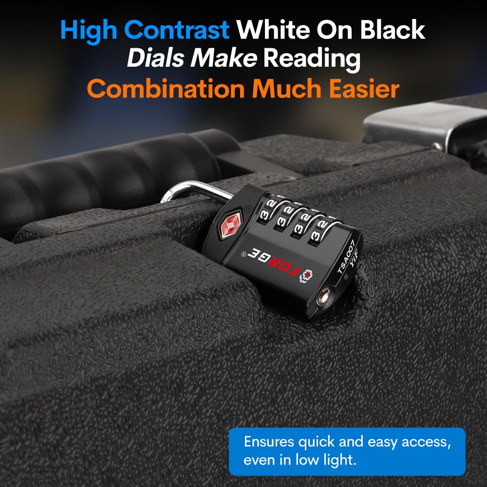 Forge Travel Lock,TSA Approved Luggage Locks for Air Travel, Gym Lockers, School Lockers, Pelican Cases, Gun Case, Easy Read Dials, Durable Alloy Body