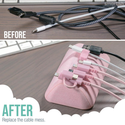 Smartish® Magnetic Cord Holder - Cable Wrangler Organizer with Magnet Clips for Charger Management on Desktop, Nightstand, or Side Table for All Cables, USB-C, Lightning Cables - Lightly Toasted Beige