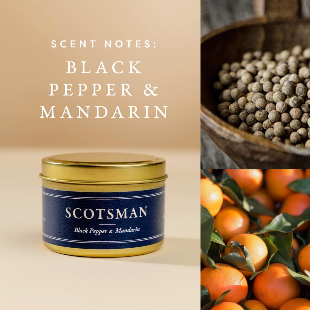 Scent Library Scotsman Scented Candle | Designed by Erin Napier | Soy Wax Blend | Made in The USA by Laurel Mercantile | Long-Lasting 24+ Hour Burn Time (5 oz) | Great Gift for Men and Home