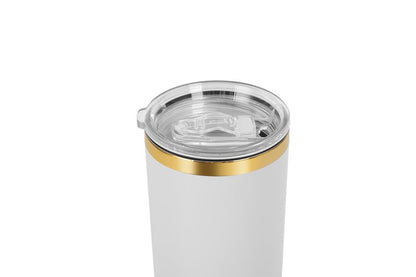makerflo 40 oz Gold Electroplated White Powder Coated Tumbler with Lid and Straw, Handle Sold Separately, Ideal for Craft and Personalization (Laser Engraving, UV DTF, Epoxy, and Vinyl) – Pack of 25