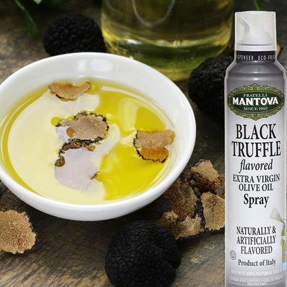Mantova Extra Virgin Olive Oil Spray Garlic Flavored 8 oz. Spray Bottle - Manage Oil Amount - Great For Salads & Cooking
