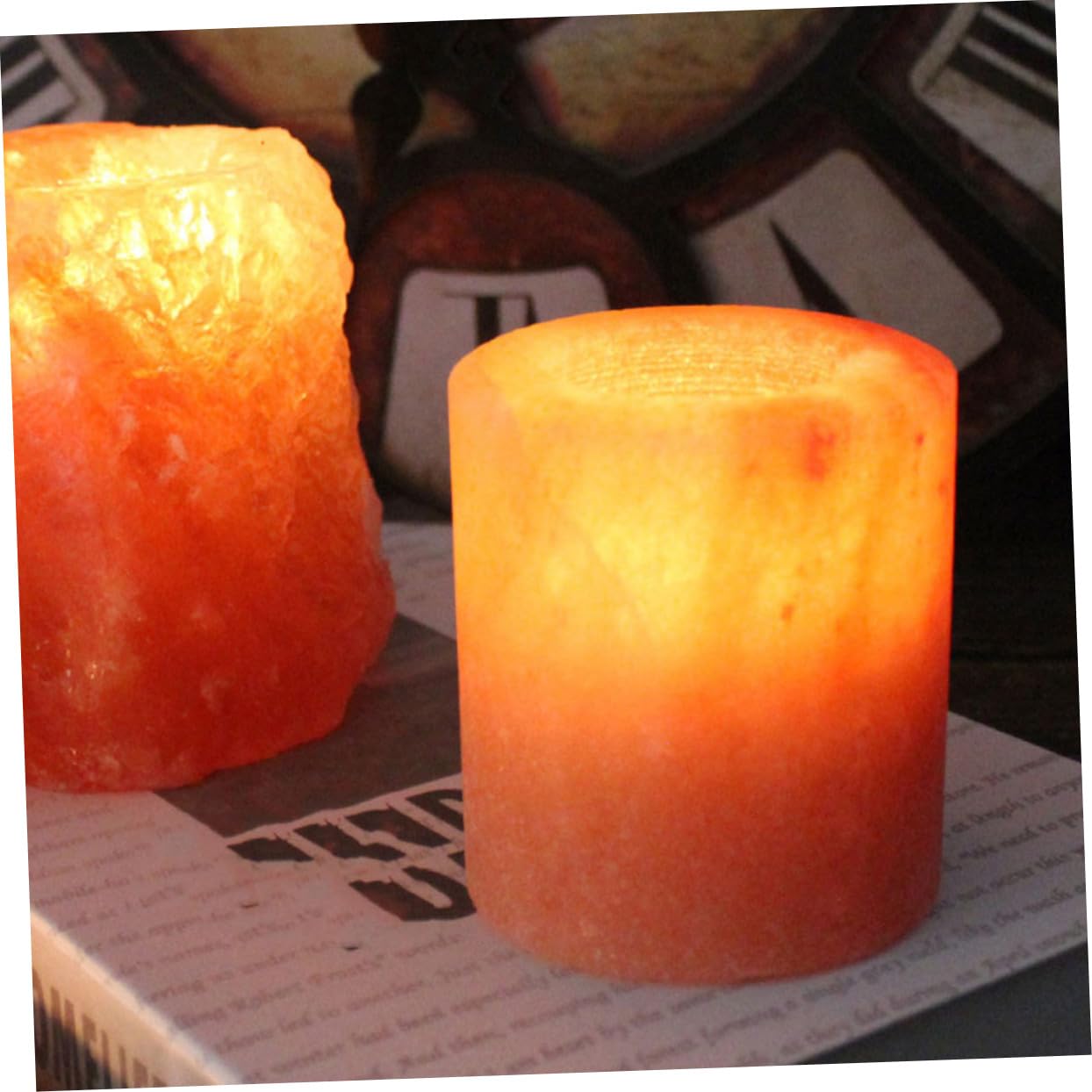 Amosfun 2pcs Himalayan Salt Candle Holder for Meditation Home Decor Elegant Table Ornament for Centerpieces Unique Temple Design