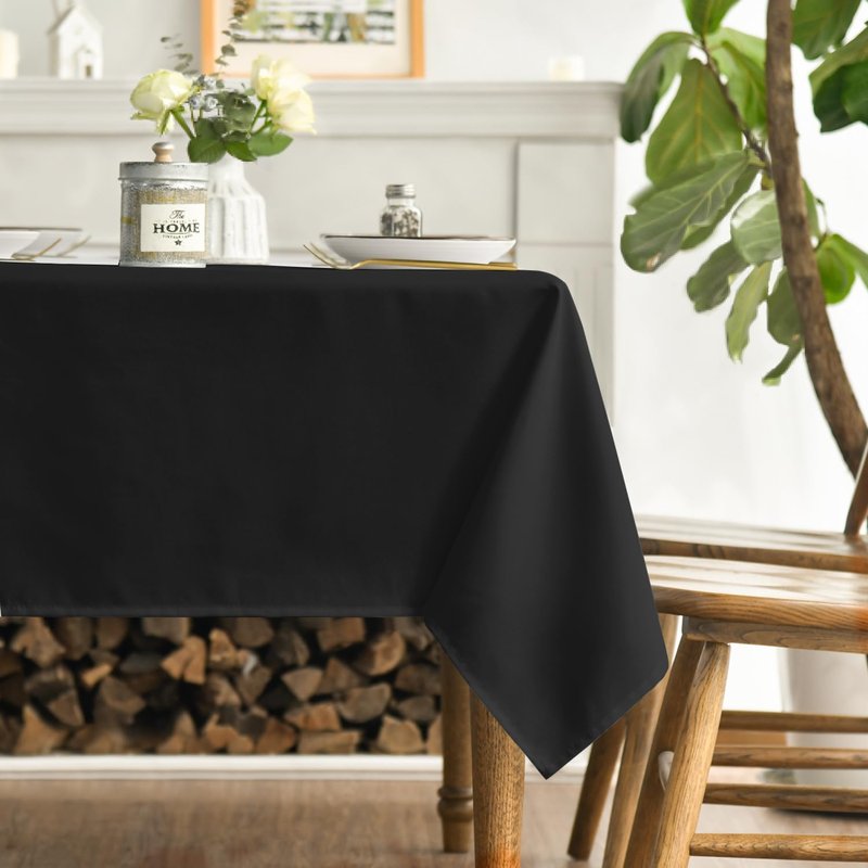 Horaldaily 6 Pack Black Tablecloth 60×120 Inch Rectangular, Stain and Wrinkle Resistant Washable Table Cloth, Decorative Polyester Table Cover for Party Picnic Dinner Decor