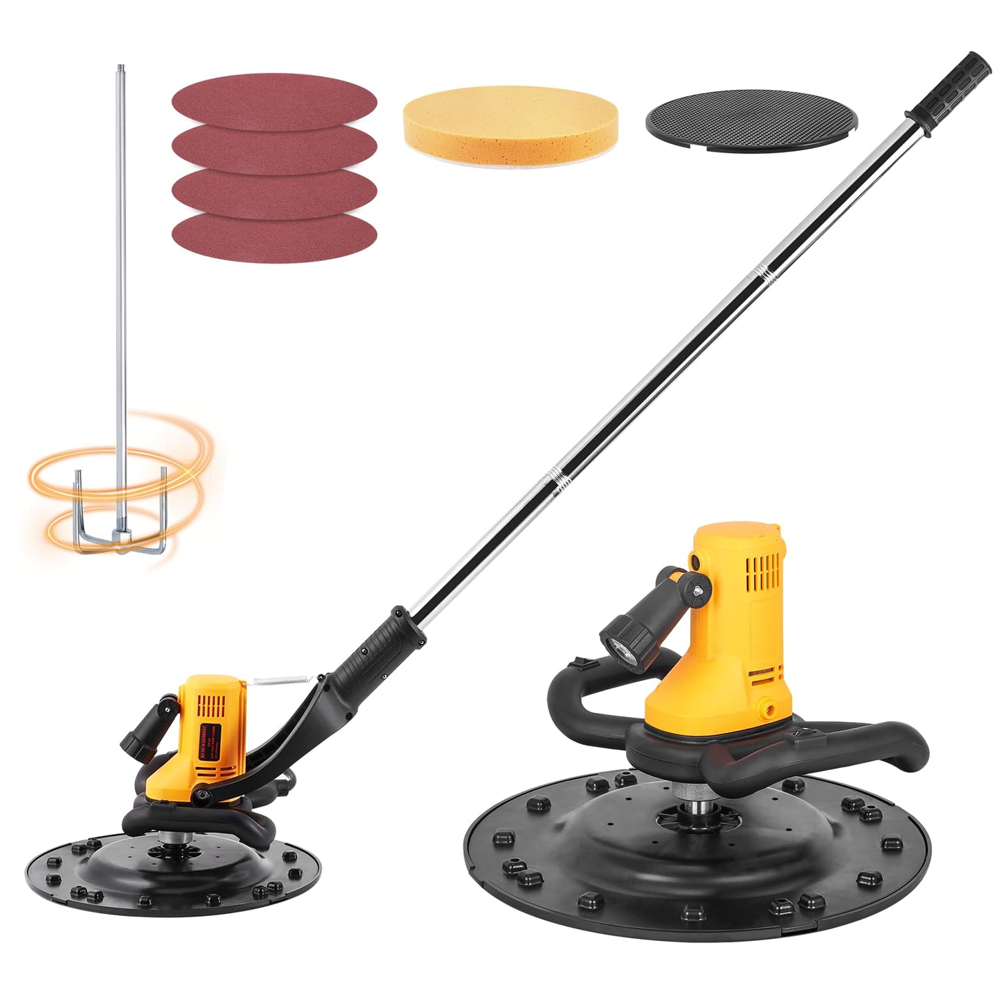 Meticuloso 1pcs Concrete Trowel with Extension Rod, Wall Smoothing Polishing Machine and 1pcs Cordless Concrete Mixer, for Makita 18V Max Battery