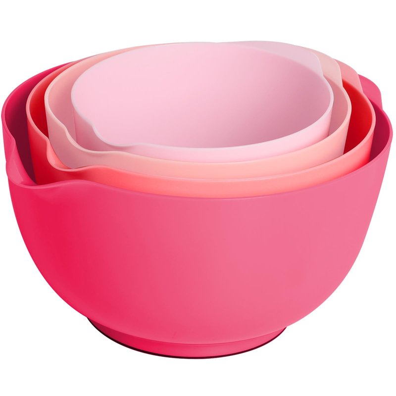 BoxedHome Classic Mixing Bowl Set, BPA Free Plastic, Microwave and Dishwasher Safe (Set of 4, Pink), 4.5 quarts