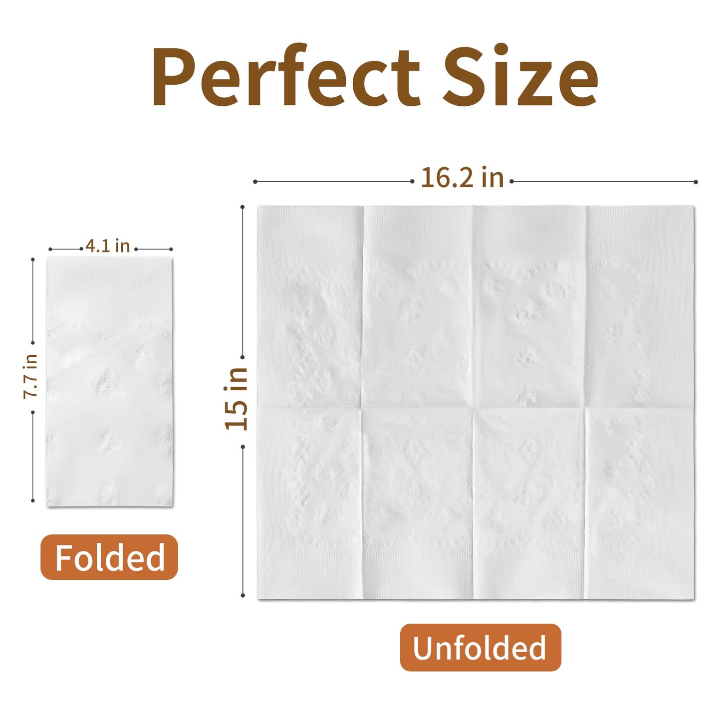 JOWLOT Disposable Napkins, 2-Ply 1200 Count Paper Dinner Napkins, White Napkins Bulk for Wedding Party Bathroom and Everyday Use (16.2" X 15")