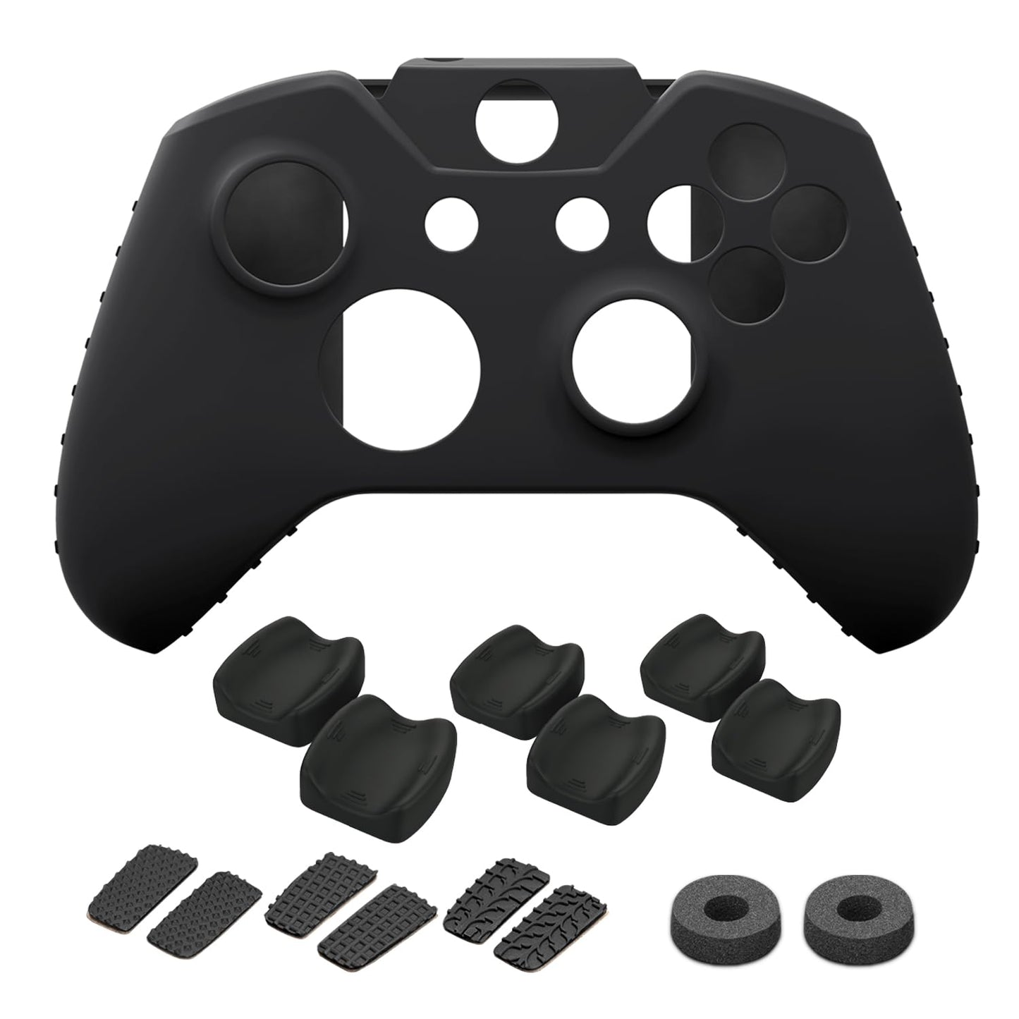 NiTHO FPS Controller Precision Kit for Xbox One, 1x Silicone Protective Cover Case, Set of 2 Mini-Stick Precision Rings, 3 Sizes Concave Thumb Grips Sets, 3 Textures Rubber Triggers Sets - Black
