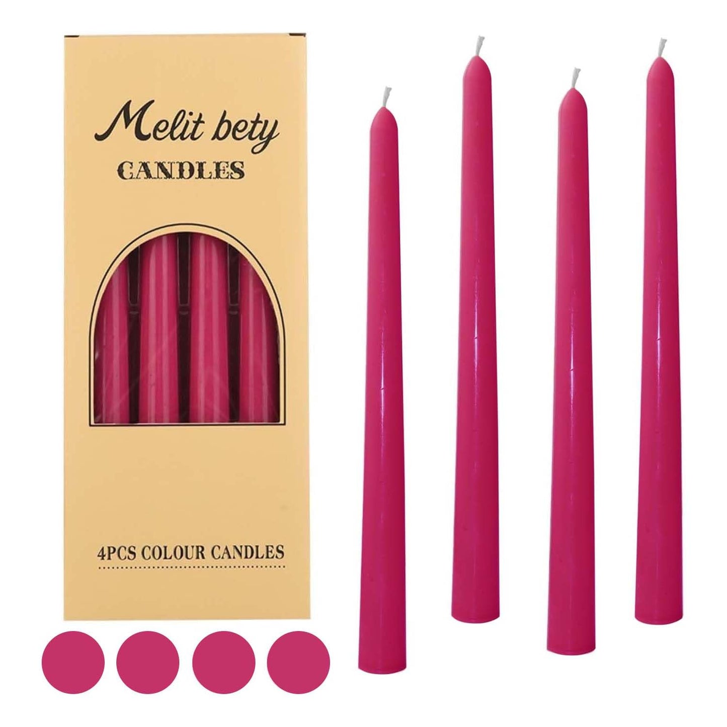 10 inch Gradient Taper Candles,Set of 4 Tapered Candle, Tall Candlesticks,Conical Stick Candles,Smokeless,Home Dinner, Party, Wedding, Halloween, Christmas (Rose red, 10inch)