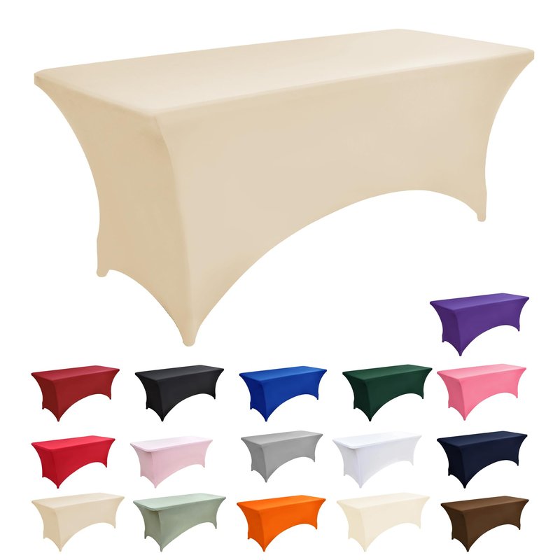 ZarzaaSik 2-Pack 6ft Spandex Table Covers for Rectangle Standard Folding Tables - Wrinkle Resistant Stretch Tablecloths - Ultimate Fitted Table Protector for Parties, Trade Shows, Banquet
