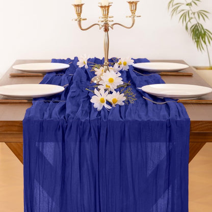 Socomi 6pcs Royal Blue Cheesecloth Table Runner Boho Rustic Gauze 120 inch 10FT Cheese Cloth Sheer Runner for Wedding Party Baby Shower Birthday Home Decor Holiday Decorations