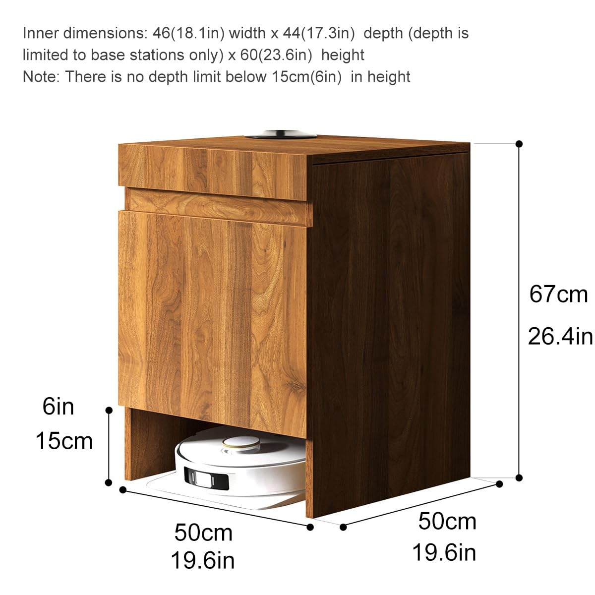 Nordivo Robot Vacuum Stand Cabinet,Storage Cabinet with Doors for Robot Vacuum Cleaner,End Side Table for Home Office,Wood Freestanding Rack for Living Room Home Office Kitchen(Black)