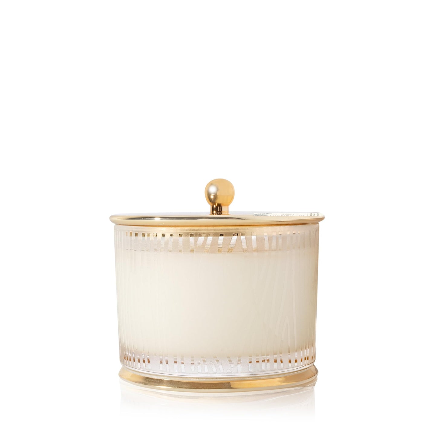 Thymes Frasier Fir Candle - Gilded Collection - Frosted Wood Grain Design with Gold Lid & Base - Pine Scented Candles for Women & Men - Luxury Home Fragrance - Elegant Christmas Decor (Medium, 9 oz)