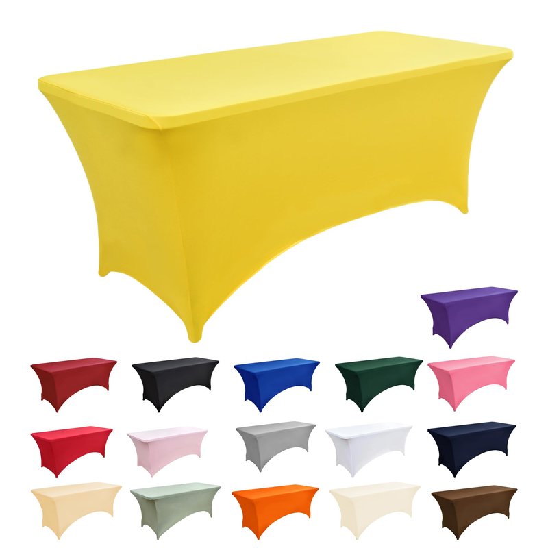 ZarzaaSik 10-Pack 6ft Spandex Table Covers for Rectangle Standard Folding Tables - Wrinkle Resistant Stretch Tablecloths - Ultimate Fitted Table Protector for Parties, Banquet, Wedding