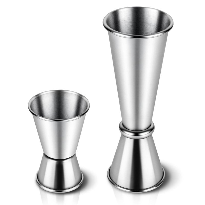 2-Pack Cocktail Jiggers Set, Japanese Premium 304 Stainless Steel Jigger for Bartending, Professional Double-Sided Bar Jigger Tools (0.5oz/1oz + 1oz/2oz)