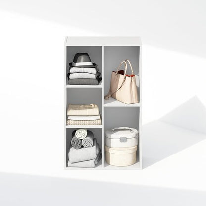 Furinno 5-Cube Closet Organizer - Reversible Storage Shelves for Bedroom | White, 9.4 x 19.5 x 31.5