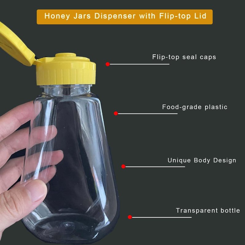 2 Pack Empty Plastic Honey Bottles with Funnel, 200ml Squeeze Honey Jars Leakproof Honey Dispenser Flip Top Condiment Container for Ketchup Mustard Salad Dressing Sauce Syrup Oil Epoxy, BPA Free