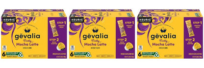 Gevalia, 2-Step K-Cup & Froth Packets, 6 Count, 5.6oz Box (Pack of 3) (Mocha Latte).