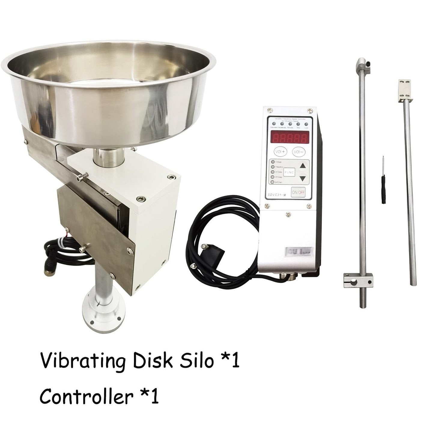 INTBUYING 110V Automatic Disc Vibrating Feeder Vibrating Disk Silo Feeding Device for Arrange Different Workpieces