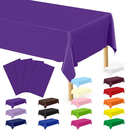 QZYL 12 PCS Purple Plastic Tablecloths, 54 in x 108 in Dinner Table Cloths, Rectangle Table Cover for Birthday Party Family Gathering Wedding