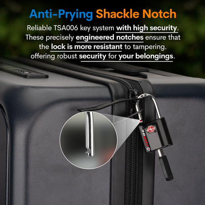Forge 1'' Wide 1.8'' Tall, TSA Approved Luggage Locks: Key Locks for Travel. Ultra Secure Dimple Key Travel Locks Alloy Body Luggage Locks. Black 2 Pack.