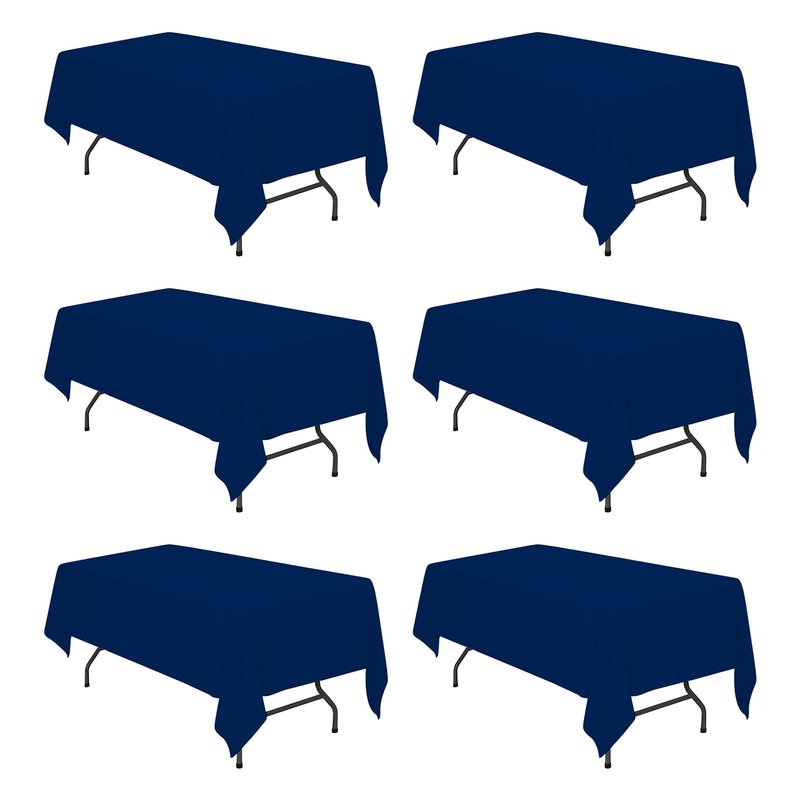 BRILLMAX 6 Pack Navy Blue Tablecloths 60 x 102 Inch for 6ft Rectangle Tables - 150 GSM Polyester Fabric, 15" Standard Drop, Water, Stain & Wrinkle Resistant Cloth Cover for Wedding Dining Buffet