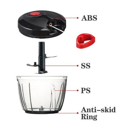 Cambom Manual Food Chopper Vegetable Cutter, Hand String Vegetable Chopper Onions Cutter for Vegetable Fruits Nuts BPA Free Food Safe Material, 500ml Black