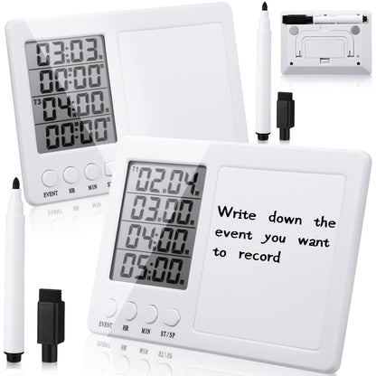 Fabbay 2 Pcs Digital Kitchen Timer Four Event Kitchen Timer with Whiteboard Function Smart for Cooking Learning Task Project