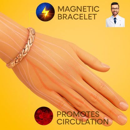 38 Elegant Titanium Magnetic Bracelet for Women Germanium and Magnetic Functions with Free Link Removal Tool Christmas gift (Rose Gold)