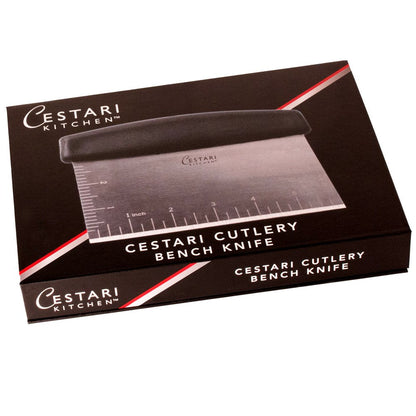 Cestari Dough Scraper Bench Knife: Professional Quality Heavy Duty Stainless Steel Bench Scraper, Chopper, Cutter - Perfect for Pastry, Nuts, Herbs, Chocolate, Pizza Dough, Soap, Bread Baking