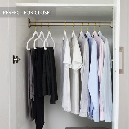 MIZGI Premium Velvet Hangers Pack 30 Pcs Heavyduty - Non Slip Slimline - Velvet Suit Hangers White - Gold Hooks,Space Saving Clothes Hangers